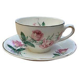 Vintage Rose Bouquet teacup and saucer with pink roses