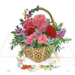 Pop Up Card 3D Greeting Card with Envelope for Any Carnation Flower Basket