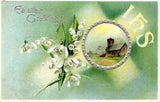 Easter Greetings BB London & New York Church Lilies Embossed Antique Postcard