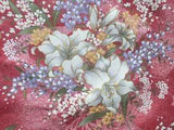 1.5 yards QUEEN HOLLY GRAND SATEEN LILY FLOWER quilting fabric PINK vintage OOP