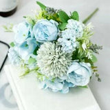 13 Head Artificial Peony Bouquet Silk Fake Flowers Leaf Wedding Party Home Decor