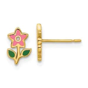 14K Yellow Gold Flower Earrings