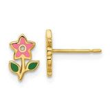 14K Yellow Gold Flower Earrings