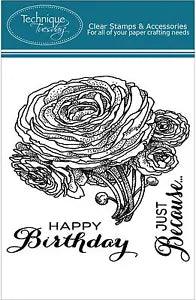 RANUNCULUS FLOWERS Stamp Set Clear Unmounted Rubber Stamps TECHNIQUE TUESDAY New