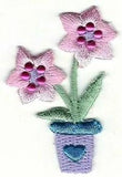1" Pink Lily Flower Pot Embroidery Patch