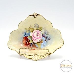 Spectacular triangular serving dish by Aynsley x J. A. Bailey | Rare Bone China dish, Cabbage rose bouquet