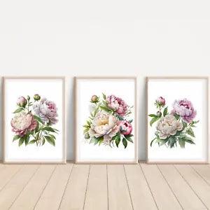 NEW LISTINGSet of Peony ART PRINTS Wall picture Home Art (A4 Sized, unframed)