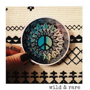 Peace sign Sticker| Hippie Sticker| peace sticker| sunflower sticker| turquoise| Laptop sticker| Vinyl sticker| Mandala sticker sticker