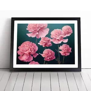 Graceful Carnation Flowers Framed Wall Art Poster Print Home Decor Picture Large