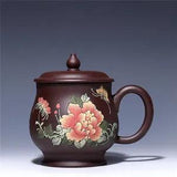 Chinese office cup handmade tea cup handpainted flower peony cup of tea zisha