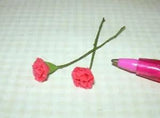 Miniature Loose Stems, Bright CORAL Carnations (2): DOLLHOUSE 1:12
