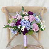 Lavender, Lilac and Plum Bridal Bouquet, Boho Wedding Bouquet, Rustic Wedding Flower, Made with Rose, Hydrangeas and Wildflowers