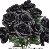 12 Black Roses, Open Roses Bouquet, Rose Bush, Artificial Roses, Silk Wedding Flowers, Fake Rose Stems, Faux Roses, Silk Roses, Gothic Decor
