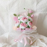 Woolen knitting pink Rose flower,Hand knitted flowers,christmas Gift,gfit for her,hand-crocheted flowers made,gift for girlfriend