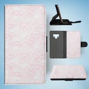 SAMSUNG GALAXY NOTE 9 FLIP CASE WALLET COVER|WHITE PEONIES FLOWER ROSE PATTERN