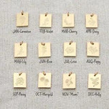 Rectangle Birth Flower Pendant Necklace - Layering Women Jewelry Necklace 1pcs