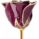 Burgundy Lacquered Real Rose 24K Gold Plated Trimmed Mother's Day