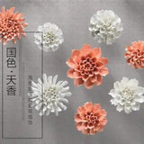 Ceramic Flower Peony Hydrangea 3D Wall Decor Hangings Room Study Wall Decoration