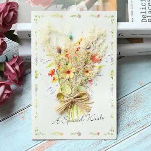 Mothers Day Card Carnation Dried Flower Greeting Card Mother's Day Birthday Card