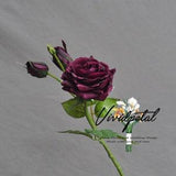1 Stem real touch dark wine Victorian rose Real Touch Rose Rose Artificial Single Spray Silk Rose