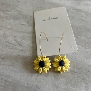 Sunflower Clay Hoop earrings