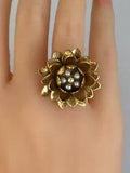 Designer Anitanja Dimensional Water Lily Bronze 14KT Yellow Plated Ring Size 7