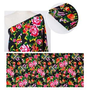 Peony Pattern Flower Fabric Floral Cloth Sewing By The Metre for Padded Coat DIY
