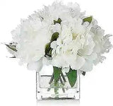 7 Heads Peonies Artificial Flowers in Vase, Small Fake Silk Flowers with