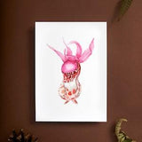 Fairy Slipper Orchid Flower Print, calypso bulbosa , botanical wall art , watercolor painting