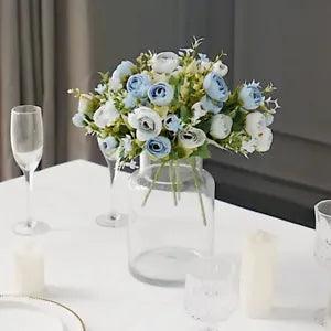 DUSTY BLUE 4 Bouquets 12" Silk Mini Ranunculus Artificial FLOWERS Decorations