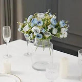 DUSTY BLUE 4 Bouquets 12" Silk Mini Ranunculus Artificial FLOWERS Decorations