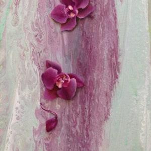 Original acrylic painting. Pink Orchid. Orchid painting. Canvas painting. Acrylique fluide. Wall hangings. Fluid acrylic painting.