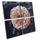 Navy Peach Peony Flower Nature Floral MULTI CANVAS WALL ART Picture Print