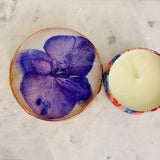 Soy Candle with Real Orchid Stand Plate - Purple