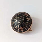 Antique Victorian 9ct Gold Pique Brooch Pin Shell Inlay Lily Flower Fleur De Lis