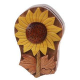 Handcrafted Wooden Floral Lovely Sunflower Handmade Secret Jewelry Puzzle Box - Sunflower Shape