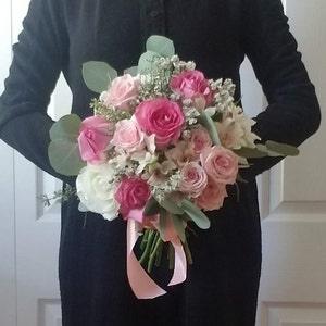 Brightful Bridal Bouquet, Rose, Peony, Elegant Silk Floral Bridal Bouquets, Organic Style Wedding flowers, Bridesmaid, Boutonnieres, Corsage