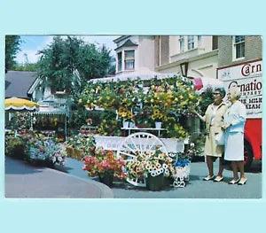 Vintage Disneyland Unused Postcard Main Street Carnation Flower Mart circa 1970