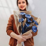 Hand Dyed Shibori Blue Fabric Roses, Handmade Indigo Cotton Flower Bouquet, Ideal for Wedding Bouquet, Home Decor, Gift for Her
