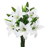 JEDAW Artificial Flowers Tiger Lily Real Touch Fake Flowers for Wedding White
