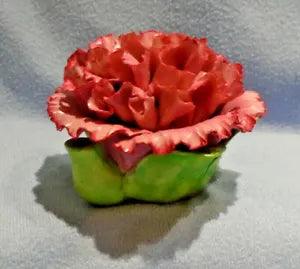KHIEN CERAMIC PINK CARNATION RUFFLED  EDGE FLOWER MINIATURE TEAPOT FR-78