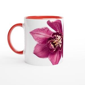 Big Purple Orchid - White 11oz Ceramic Mug with Color Inside