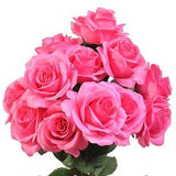 12 Open Hot Pink Roses, Artificial Flowers, 4
