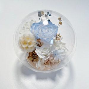 PRESERVED ROSE Bouquet Glass Dome/Blue Dried Flower Bouquet Arrangement Gift/Rose handmade gift/unique home gift for her/best gifts for him