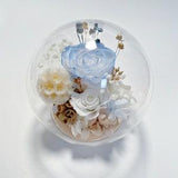 PRESERVED ROSE Bouquet Glass Dome/Blue Dried Flower Bouquet Arrangement Gift/Rose handmade gift/unique home gift for her/best gifts for him