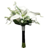 Wedding Bouquet - Calla lily and Lily of the valley romantic bouquet with greenery