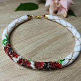 Beaded necklace with flowers Seed bead crochet beaded jewelry Crochet Rope Bead crochet necklace Seed bead Collar Gift for her