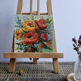 Flower Bouquet,Daisy Flowers,Impasto Painting,Floral Painting,Rose Painting,Nursery Wall Art,6 by 6 inches
