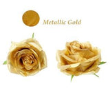Pack of 10-30-50 Hand crafted artificial roses metallic Gold DIY flower wall cake topper bouquet corsage