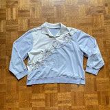 Vintage 1980s 1990s Floral Flowers Design Embroidered Collared Sweatshirt
